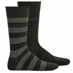 Boss Kurzsocken »Herren Socken 2er Pack - Kurzsocken, Block Stripe« Dunkelblau, Schwarz, Dunkelgrau
