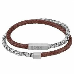Boss Armband »BLENDED, 1580149M, 1580150M« Edelstahlfarben-braun, Schwarz