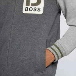 Boss Sweatjacke »College-Jacke Zevarsy« Grau (030), Dunkelblau (404) -Hugo Boss Verkäufe bb6ff659 5af0 50bc ab78 84dad49409d9