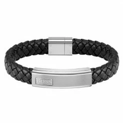 Boss Lederarmband »Lander, 1580178M, 1580179M« Edelstahlfarben-schwarz, Schwarz-dunkelblau
